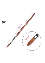 KADS Acrylic Nail Brush Curly Kolinsky Sable UV Nail Art Gel Extension Brush Manicure Flat Round Brush Red Wood Nail Brush