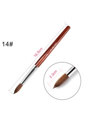 KADS Acrylic Nail Brush Curly Kolinsky Sable UV Nail Art Gel Extension Brush Manicure Flat Round Brush Red Wood Nail Brush