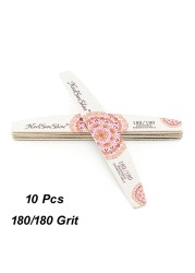 10pcs Print Flower Nail Files Gray Sandpaper Wooden Manicure File 80 100 150 180 240 Grit Professional Boat Sanding Nails Tools