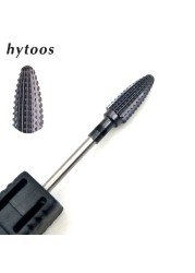 HYTOOS 1pc Tungsten Carbide Nail Drill Bit 3/32" Manicure Cutters Black Titanium Burr Nail Drill Accessories Nail Grinding Tools