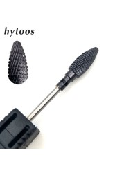 HYTOOS 1pc Tungsten Carbide Nail Drill Bit 3/32" Manicure Cutters Black Titanium Burr Nail Drill Accessories Nail Grinding Tools