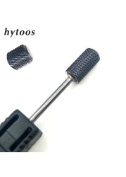 HYTOOS 1pc Tungsten Carbide Nail Drill Bit 3/32" Manicure Cutters Black Titanium Burr Nail Drill Accessories Nail Grinding Tools