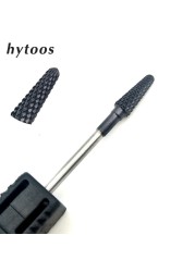 HYTOOS 1pc Tungsten Carbide Nail Drill Bit 3/32" Manicure Cutters Black Titanium Burr Nail Drill Accessories Nail Grinding Tools