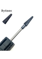 HYTOOS 1pc Tungsten Carbide Nail Drill Bit 3/32" Manicure Cutters Black Titanium Burr Nail Drill Accessories Nail Grinding Tools