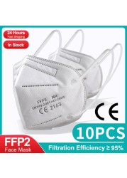 CE FFP2 Mascarillas Negras 5 Layers Disposable KN95 Face Mask FPP2 Approved Protection Masks N95 ffp 2 Adult ffp2kn95fan Mask