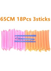 Helix Shape Hair Rollers No Waveform 75cm 18pcs 4 Sticks Round Spiral Curls Hair Curler Soft Hair Curler Bendy Hair Rollers DIY