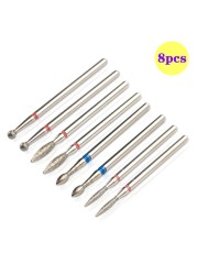 8pcs Diamond Milling Cutter for Manicure Set Nail Drill Bits Accessories Nozzles for Manicure Cutters Pedicure Sanding Nail File