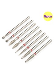 8pcs Diamond Milling Cutter for Manicure Set Nail Drill Bits Accessories Nozzles for Manicure Cutters Pedicure Sanding Nail File