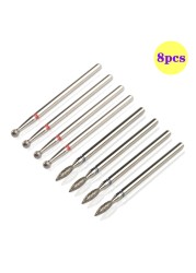 8pcs Diamond Milling Cutter for Manicure Set Nail Drill Bits Accessories Nozzles for Manicure Cutters Pedicure Sanding Nail File