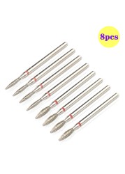 8pcs Diamond Milling Cutter for Manicure Set Nail Drill Bits Accessories Nozzles for Manicure Cutters Pedicure Sanding Nail File