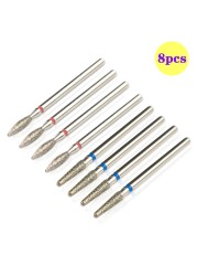 8pcs Diamond Milling Cutter for Manicure Set Nail Drill Bits Accessories Nozzles for Manicure Cutters Pedicure Sanding Nail File