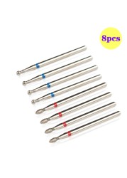 8pcs Diamond Milling Cutter for Manicure Set Nail Drill Bits Accessories Nozzles for Manicure Cutters Pedicure Sanding Nail File