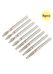 8pcs Diamond Milling Cutter for Manicure Set Nail Drill Bits Accessories Nozzles for Manicure Cutters Pedicure Sanding Nail File