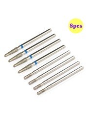 8pcs Diamond Milling Cutter for Manicure Set Nail Drill Bits Accessories Nozzles for Manicure Cutters Pedicure Sanding Nail File