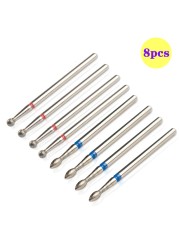 8pcs Diamond Milling Cutter for Manicure Set Nail Drill Bits Accessories Nozzles for Manicure Cutters Pedicure Sanding Nail File