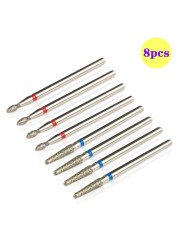 8pcs Diamond Milling Cutter for Manicure Set Nail Drill Bits Accessories Nozzles for Manicure Cutters Pedicure Sanding Nail File