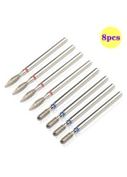 8pcs Diamond Milling Cutter for Manicure Set Nail Drill Bits Accessories Nozzles for Manicure Cutters Pedicure Sanding Nail File