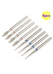 8pcs Diamond Milling Cutter for Manicure Set Nail Drill Bits Accessories Nozzles for Manicure Cutters Pedicure Sanding Nail File