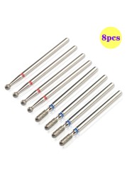 8pcs Diamond Milling Cutter for Manicure Set Nail Drill Bits Accessories Nozzles for Manicure Cutters Pedicure Sanding Nail File