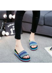 2022 summer ladies sandals slippers thick sole bathroom slippers wedge beach flip flops high heels beach slippers