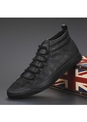 Men's vulcanized PU leather shoes, new Korean version, simple and fashionable, with lace, high quality, casual, 2020