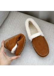 Women 2021 autumn winter new snow boots slip on fur warm soft flat plush add velvet to ladies tendon casual comfortable shoes