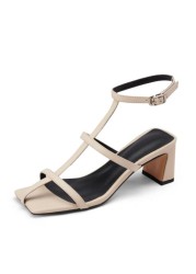 Tuyoki Size 33-40 Women Real Leather Sandals Fashion Buckle High Heels Summer Shoes Woman Sexy Party Office Lady Shoes