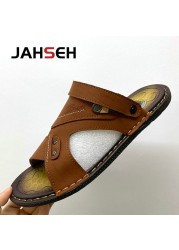 Hot Sale Summer Sandals Men Leather Classic Roman Sandals Soft Slippers Moccasins Outdoor Beach Shoes Men Sandals Size38~46