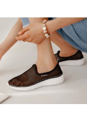 Hollow mesh white shoes women sneakers light breathable casual perspective new shoes slip-on loafers running shoes women sneakers