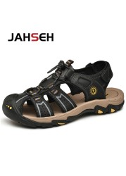 Classic Men's Sandals Summer Soft Sandals Comfortable Men Shoes Genuine Leather Sandals Big Size Soft Outdoor Men Roman Sandals