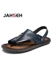 New Arrival Leather Men Sandals Summer Slip On Leisure Beach Shoes Fashion Outdoor Men Sandals High Quality Slippers Size 47