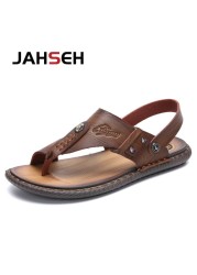 New Arrival Leather Men Sandals Summer Slip On Leisure Beach Shoes Fashion Outdoor Men Sandals High Quality Slippers Size 47