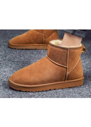 2022 new genuine leather fur snow boots women high quality australia winter boots for man plus size 35-46 warm botas boots