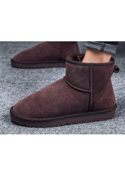 2022 new genuine leather fur snow boots women high quality australia winter boots for man plus size 35-46 warm botas boots