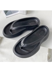 Summer women flip flops thick bottom non-slip sole high heel sandals men couples outside indoor bathroom beach home slippers