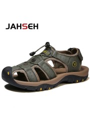 2022 New Genuine Leather Summer Casual Sandals Outdoor Walking Shoes Water Shoes Plus Size Beach Shoes Fashion Soft Slippers