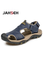 2022 New Genuine Leather Summer Casual Sandals Outdoor Walking Shoes Water Shoes Plus Size Beach Shoes Fashion Soft Slippers