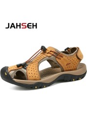 2022 New Genuine Leather Summer Casual Sandals Outdoor Walking Shoes Water Shoes Plus Size Beach Shoes Fashion Soft Slippers