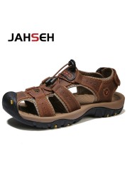 Genuine leather men's sandals summer new large size men's beach shoes men outdoor casual shoes fashion walking shoes slippers