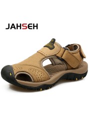 Genuine leather men's sandals summer new large size men's beach shoes men outdoor casual shoes fashion walking shoes slippers