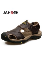 Genuine leather men's sandals summer new large size men's beach shoes men outdoor casual shoes fashion walking shoes slippers