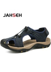 Genuine leather men's sandals summer new large size men's beach shoes men outdoor casual shoes fashion walking shoes slippers