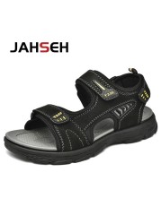 Genuine Leather Men Sandals Summer Men Beach Shoes Man Brand Fashion Slippers Summer Outdoor Casual Walking Shoes Sneakers