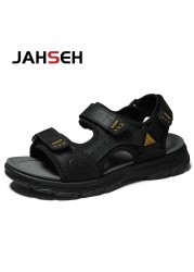 Genuine Leather Men Sandals Summer Men Beach Shoes Man Brand Fashion Slippers Summer Outdoor Casual Walking Shoes Sneakers