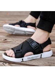 Summer New Sports Men's Sandals Man Slippers Buckle Strap Leisure Fashion Flats Slides Breathable Air Mesh Beach Shoes for Male