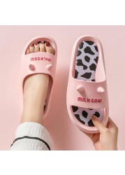 Summer Cartoon Slippers Women Bathroom Bath Non-slip Home Household Slippers Couple Men Indoor Beach Sandals Cute Ladies Shoes