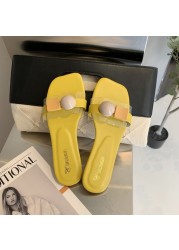 2022 New Korean Version Fashion Slippers Womern Candy Color Flat Flip Flops Women Sandals Casual Shoes Women A035
