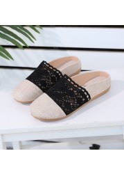 New Spring Autumn Summer Ladies Casual Sweet Fashion Hollow Out Weave Women Shoes Comfortable Round Toe Slippers Shoes 2 Colors