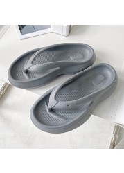 Summer women flip flops thick bottom non-slip sole high heel sandals men couples outside indoor bathroom beach home slippers