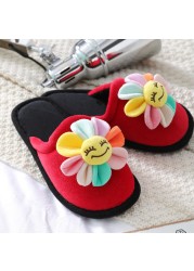 Women Smiley Face Flower Slippers Fashion Fluffy Winter Warm Slippers Woman Cartoon Animals Indoor Slippers Funny Shoes